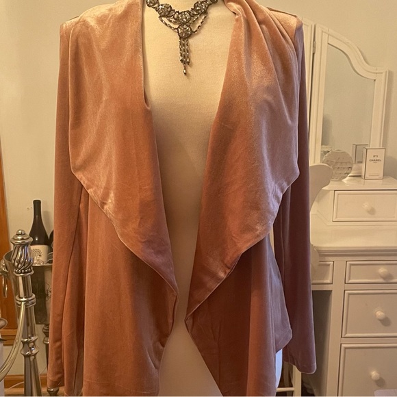 Gorgeous Velvet Dusty Rose Jacket! So soft and feminine. Chic Draping - Picture 10 of 10
